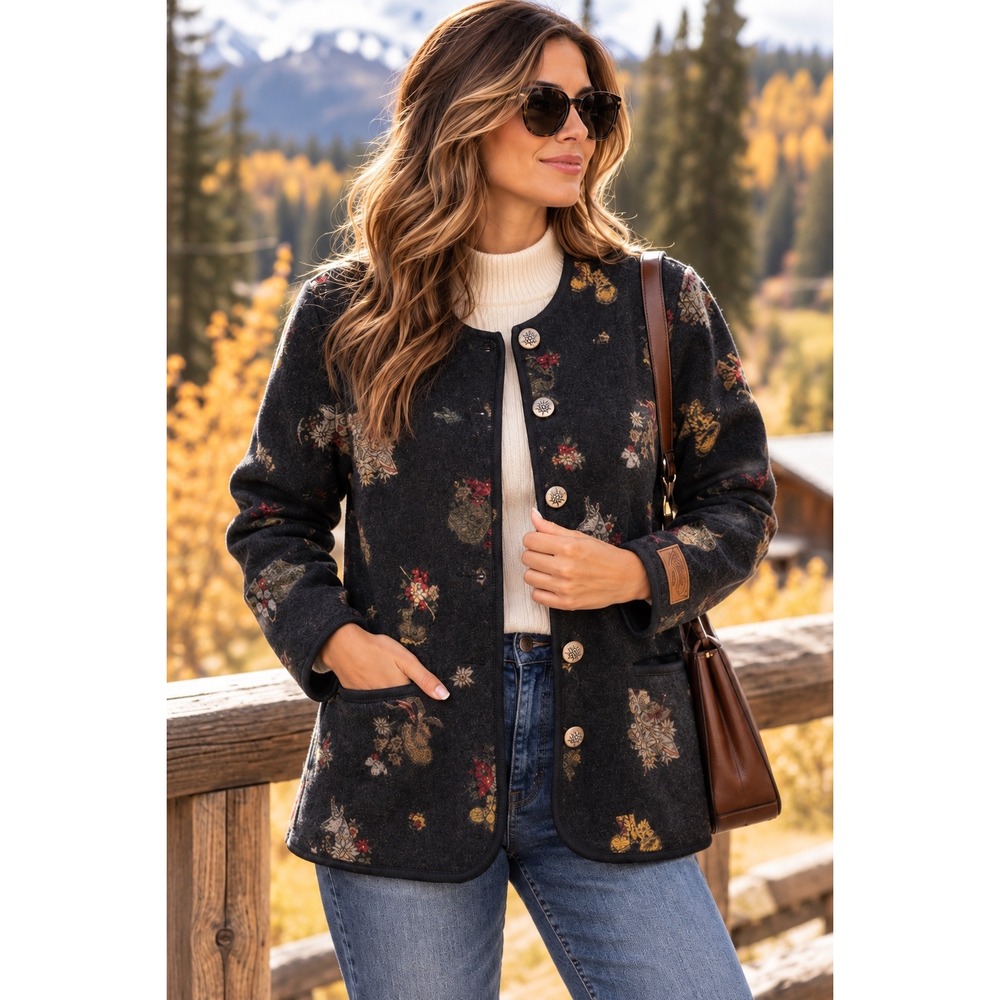 Vitabella Norway Wool Jacket Woodland Deer Rabbit Whimsygoth Cottagecore Sz M